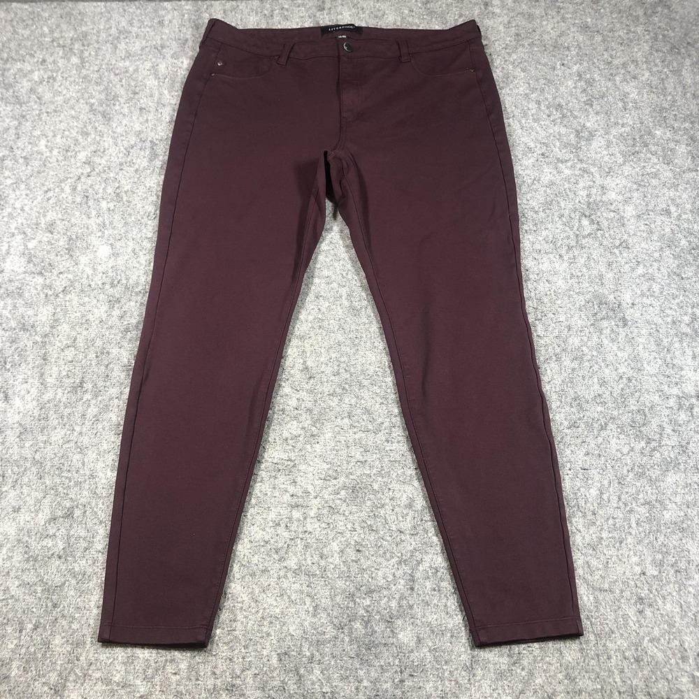 Liverpool Jeans Womens 16 Wine Dark Wash High Rise Skinny Stretch Denim